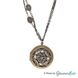 Sweet Romance Victorian Style Bronze Tone Locket Pendant Long Chain Necklace